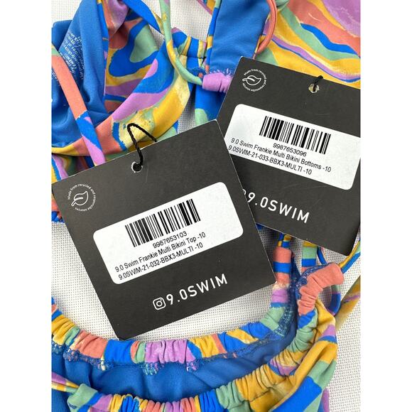 9.0 Swim - Frankie Multi Bikini Top & Bottoms in Blue & Purple - Picture 3 of 7